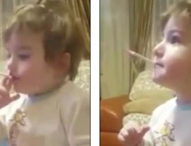 Και όμως αληθινό: 2χρονο κοριτσάκι ανάβει τσιγάρο ... σαν να παίζει με πιπίλα! (φωτό, βίντεο)